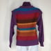 Vintage70s Mariea Kim Turtle Neck Sweater S Abstract Geometric Stripe Purple