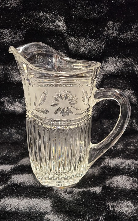 Vintage Crystal Pitcher - Frosted Glass