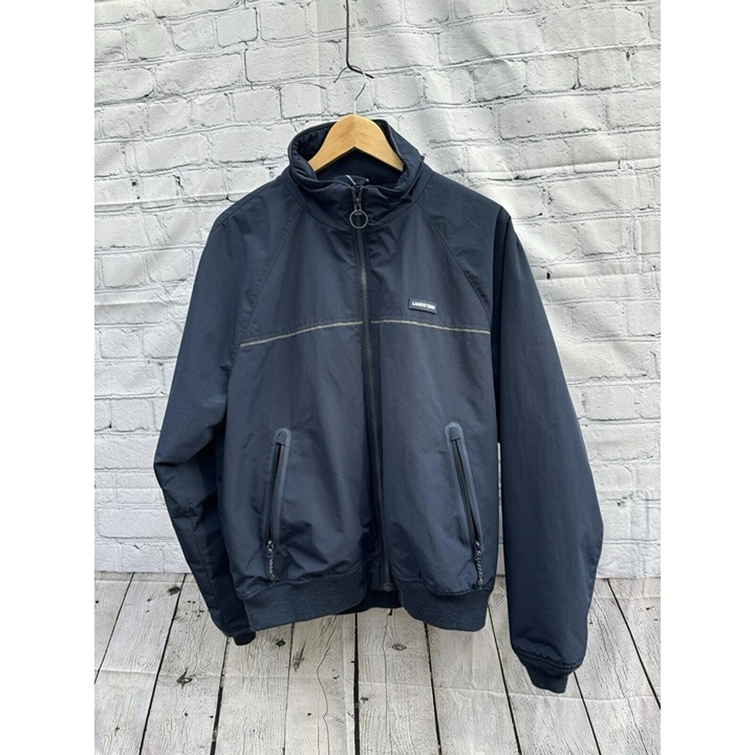 Vintage Lands End Jacket Mens Navy Blue Fleece Lined Bomber Outdoors 90s Size M