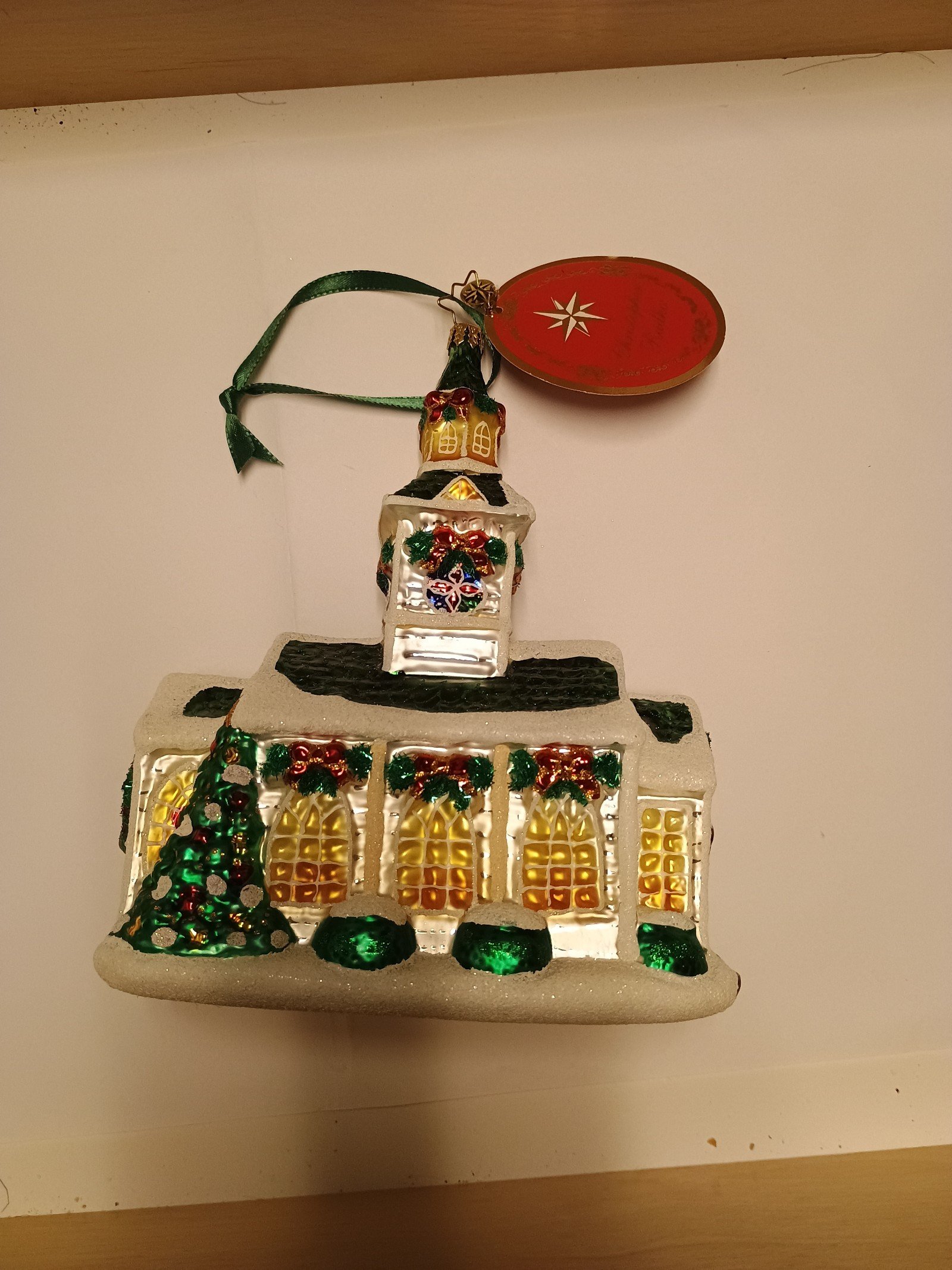 EUC 2018 Christopher Radko Silver Steeple Holiday Xmas Ornament **QT**