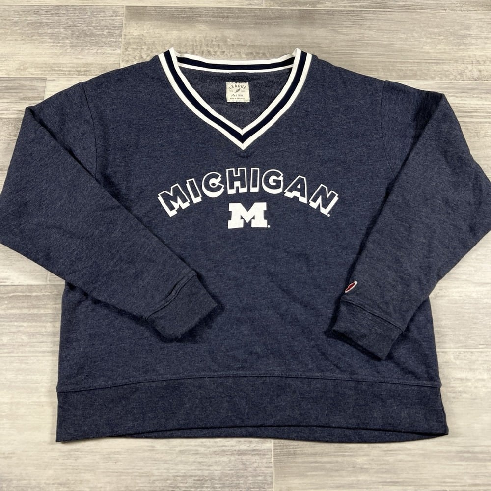 Michigan Wolverines League Collegiate Wear Women's Medium Tri-Blend V-Neck NEW