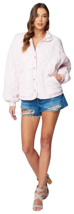 BlankNYC Pink L New Late Night Feelings Quilted Puffer Jacket Blazer Size 12 (L)