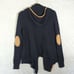 Abercrombie & Fitch Hooded Open Cardigan Knit Grandpa Sweater Blue M Elbow Patch