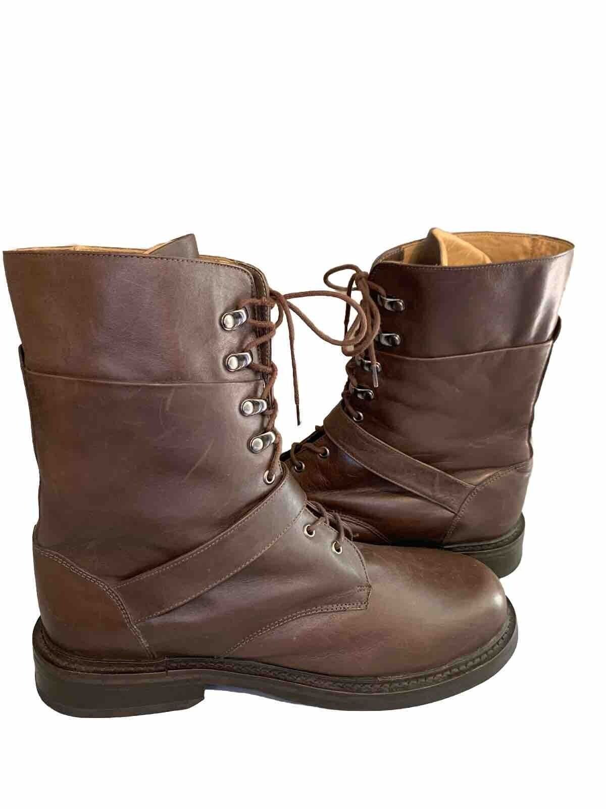 Giraudon NY Combat Boots Sz. 40 Women's 9/Men’s 7 Brown Leather Buckle Strap