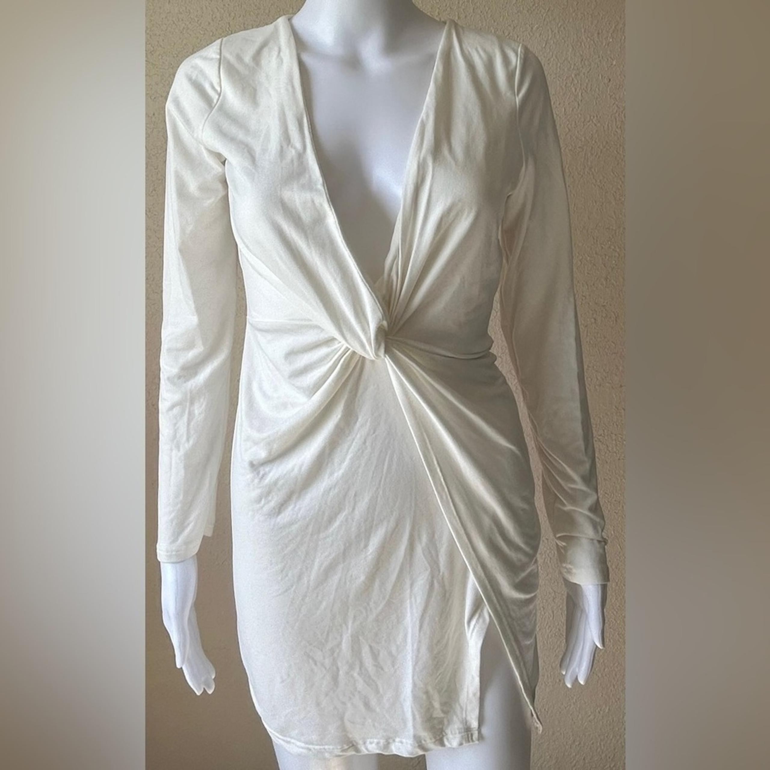 Fashion Nova | Women’s Ivory White Sugar Frenzy Long Sleeve Mini Dress | Medium