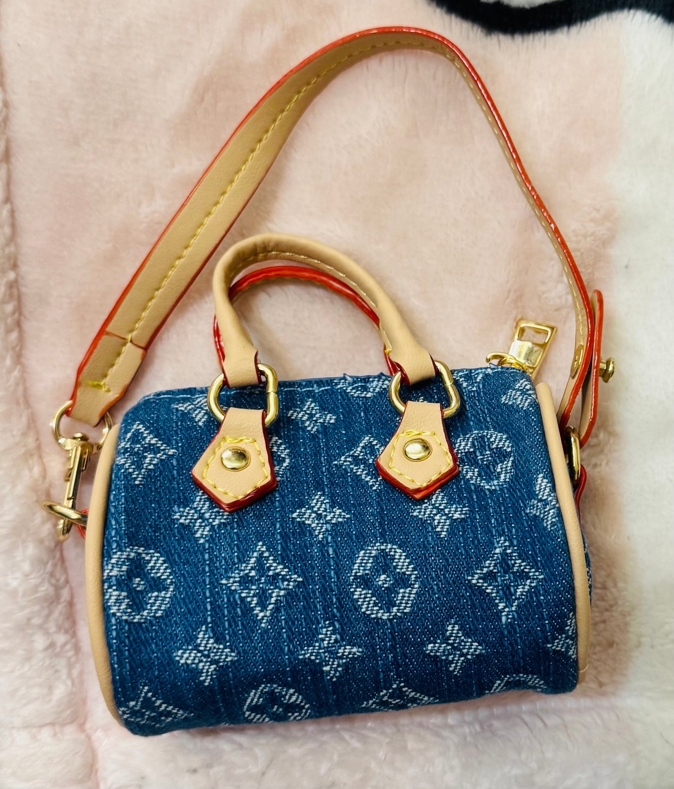 Coin purse charm in denim new