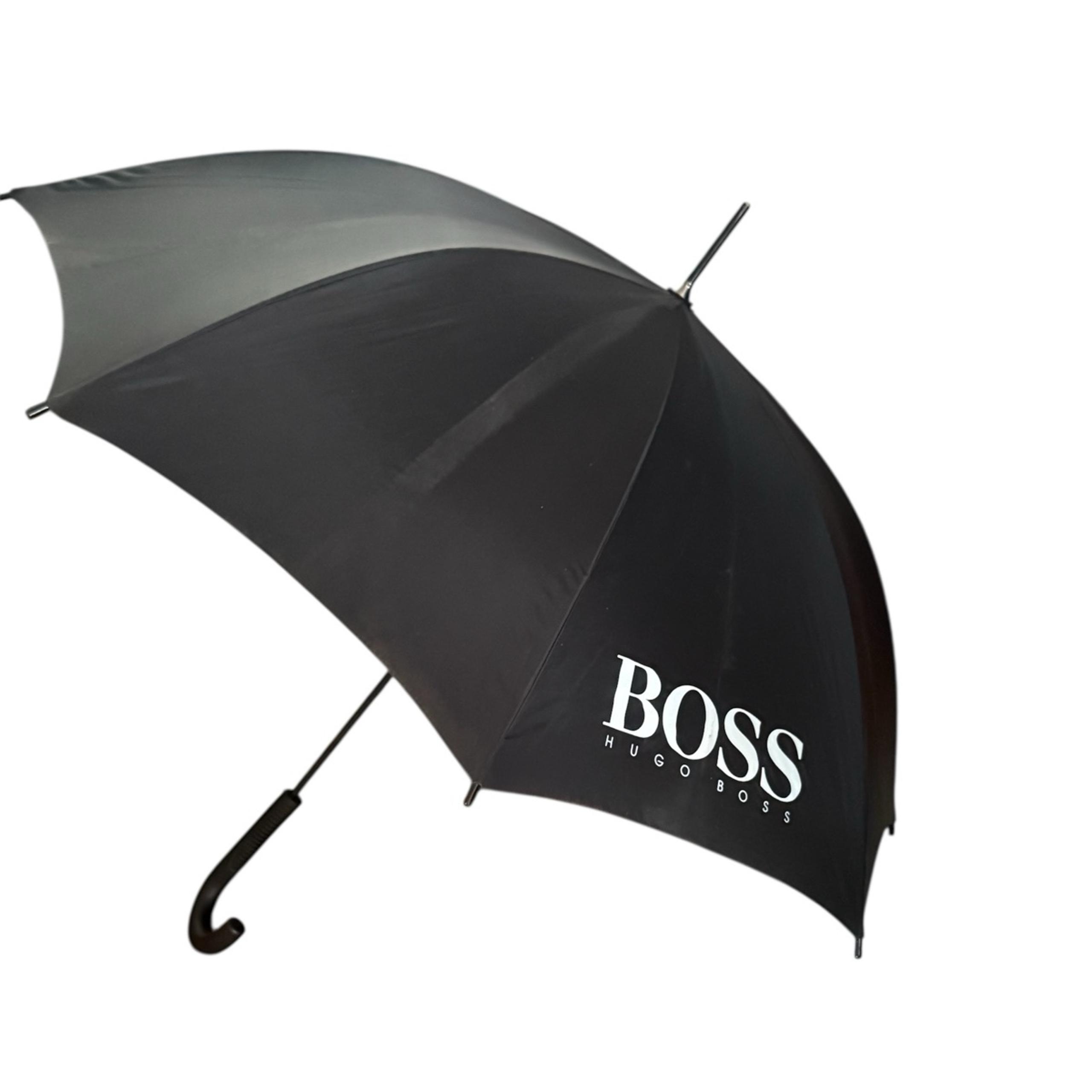 Vintage 90s BOSS Hugo Boss 100% Nylon Black 42” Umbrella - Excellent Condition
