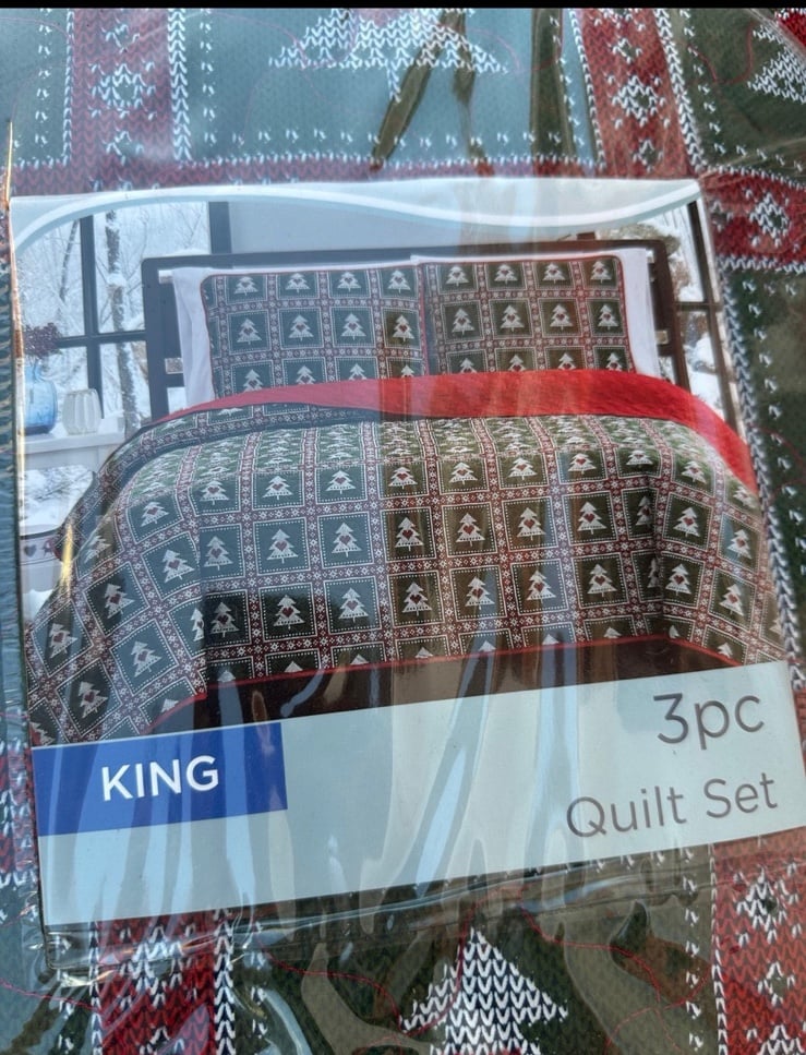 Christmas 3 pc king quilt set