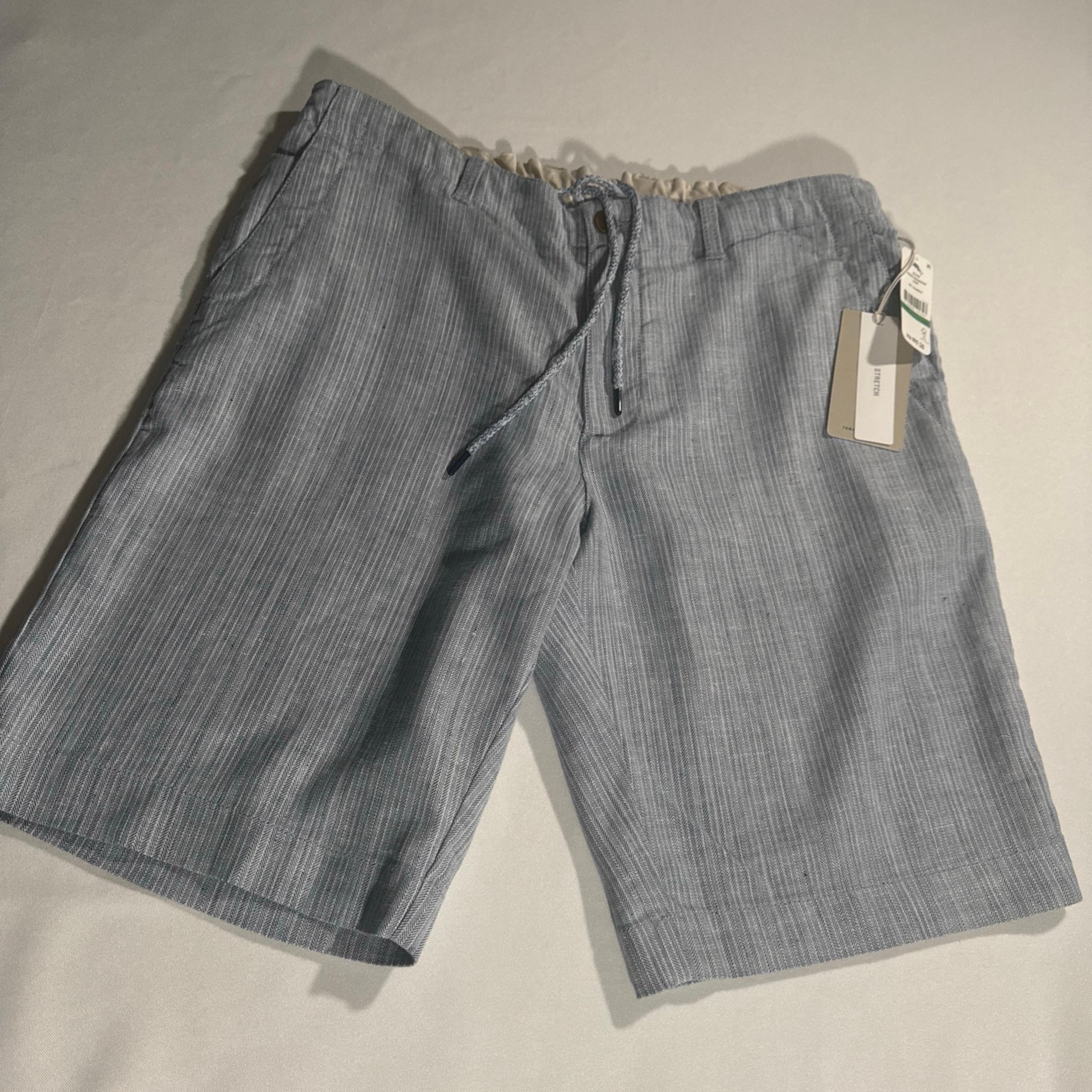 Tommy Bahama Men's L Chambray Harbor Herringbone 10" Linen Blend Shorts New