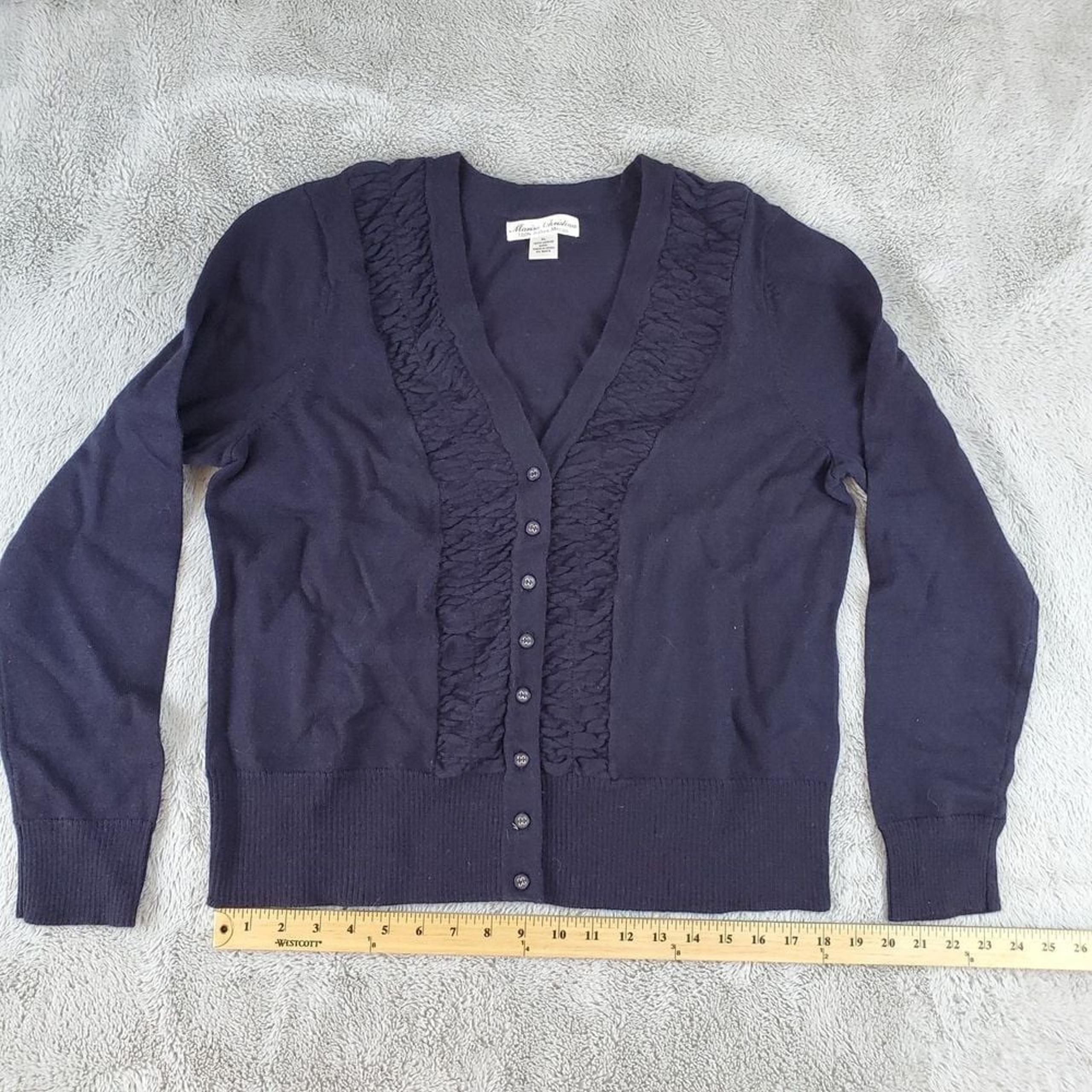 VTG Marisa Christina Cardigan Sweater Merino Wool Womans Sz XL Chunky Cable Knit