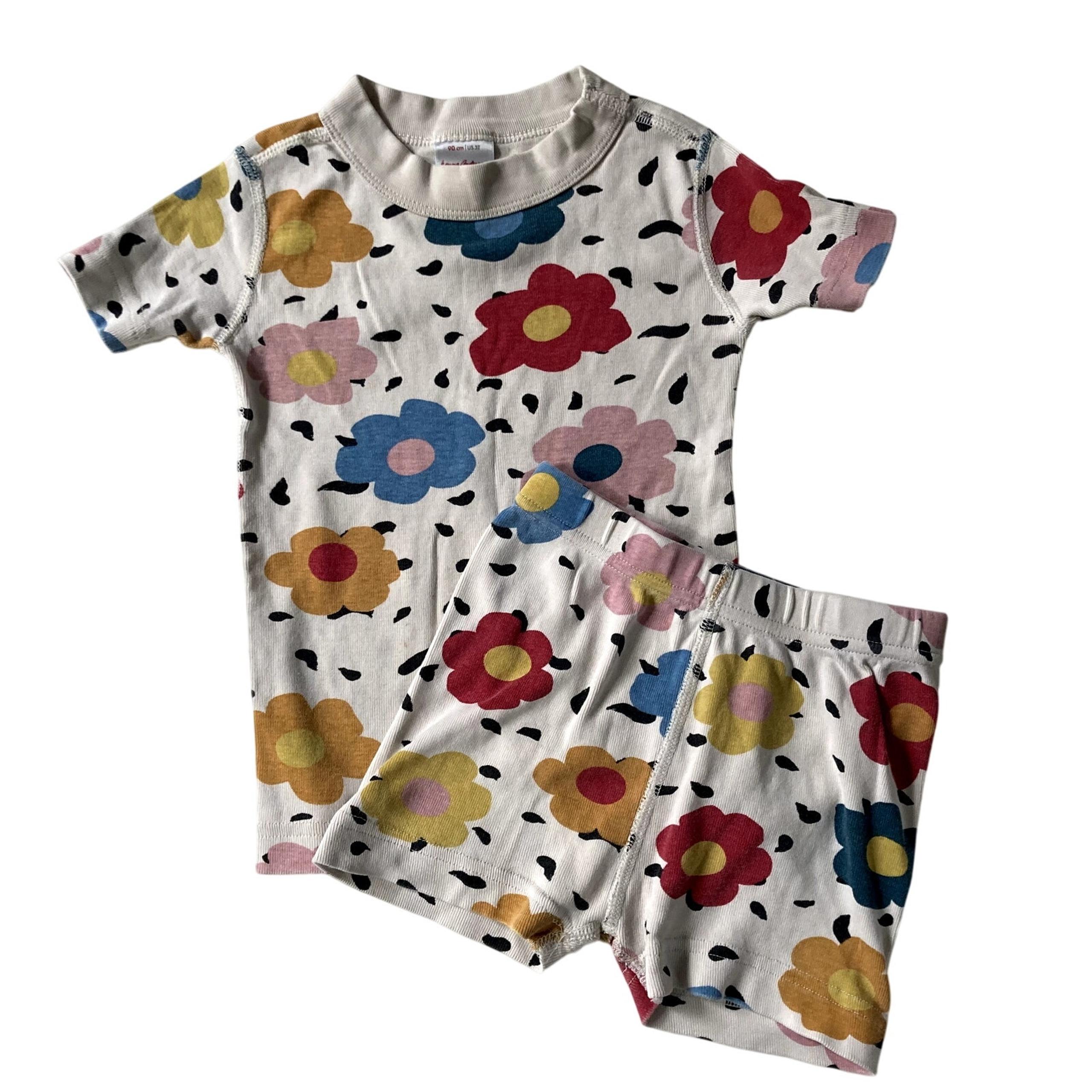 Hanna Andersson Summer Flowers Short John Pajamas - 3T or 90cm