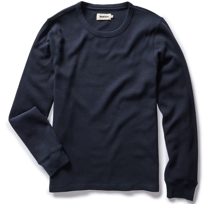 taylor stitch The Organic Cotton Waffle Crew sweater shirt dark navy size S