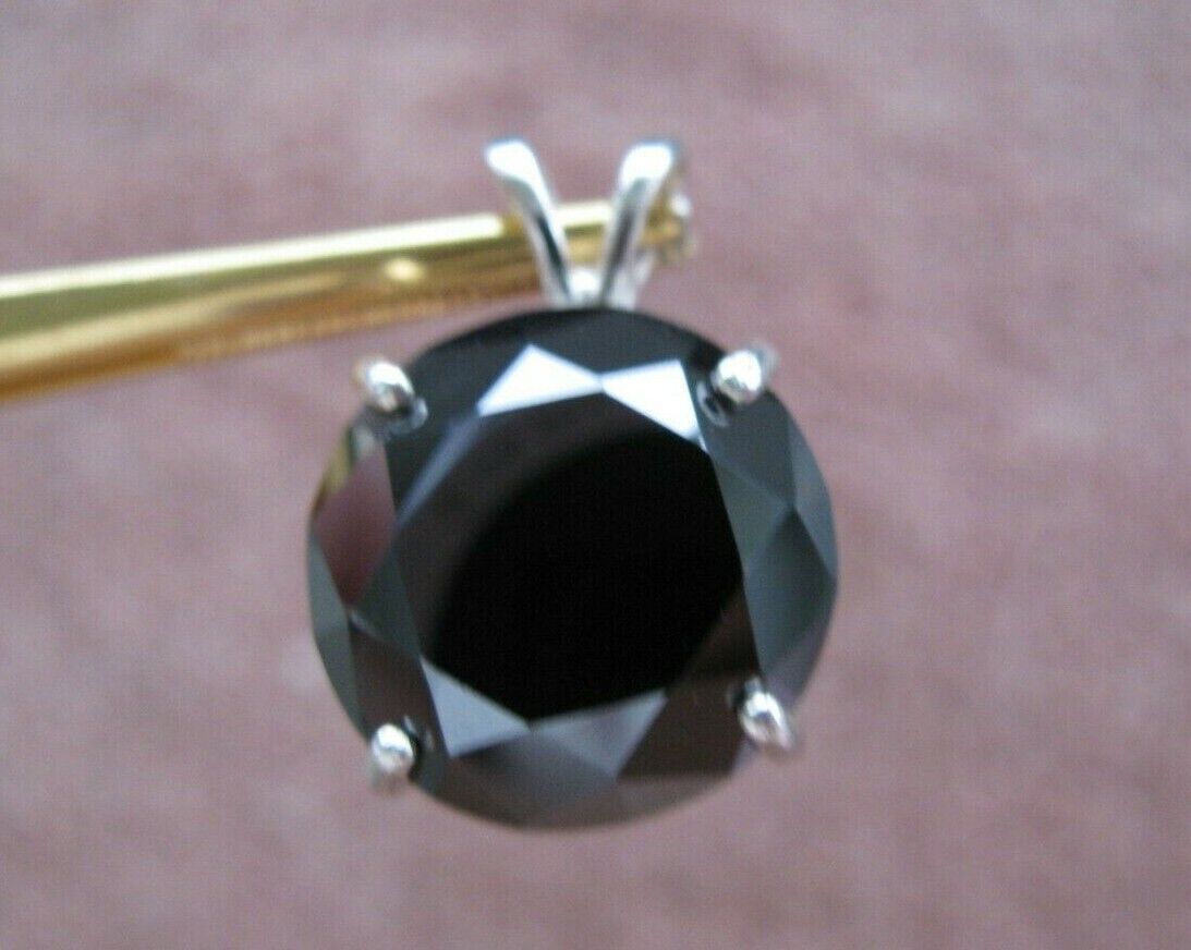5.90ct BLACK DIAMOND NECKLACE,CERTI FICATE OF AUTHENTICITY,F REE DIAMOND TESTER