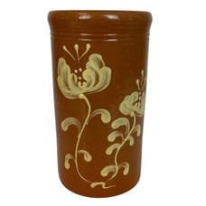 Vintage Greenfield Village Pottery Vase Redware Floral Design by Doric Mickelson