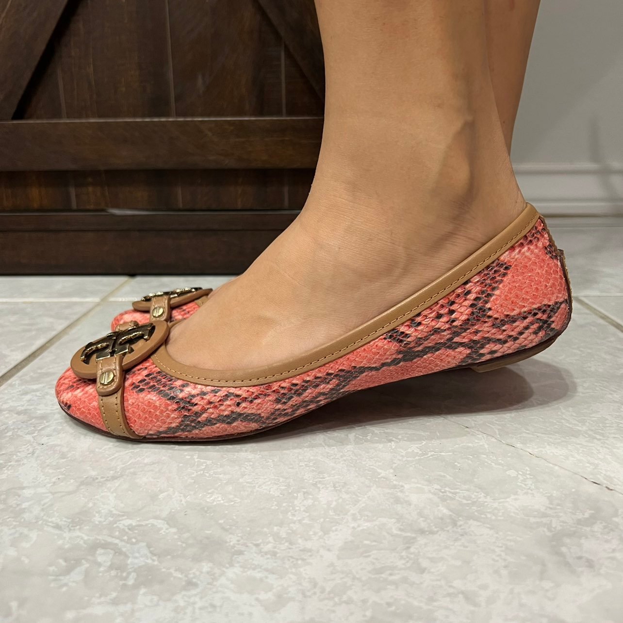 Tory Burch Aaden Snake Print Flats
