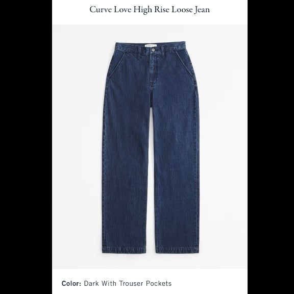 Abercrombie Curve Love High Rise 90s Relaxed Jean Dark with Trouser Pockets