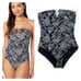 Michael Kors Womens Sweetheart Paisley Bandeau One-Piece Swimsuit small