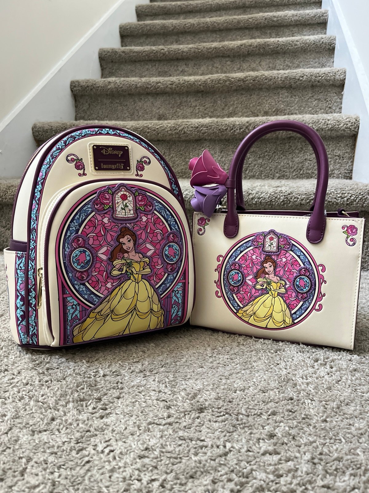 Loungefly Disney Beauty and the Beast Belle Stained Glass Portrait Mini Backpack