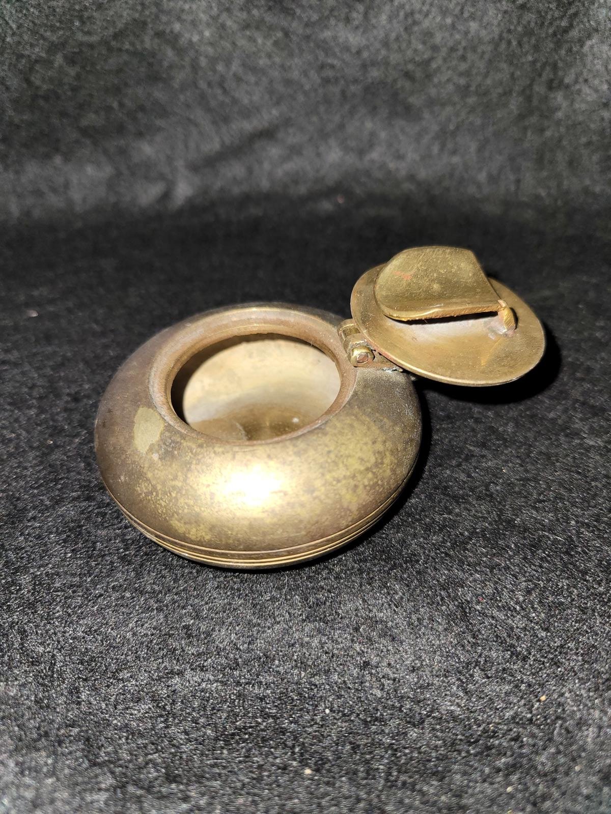 Antique Brass Pocket Ashtray with Intricate Design