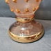 Vintage Bohemia Glass Vase, Czech Gold & Pink Satin Star Accents 10 Ornate Rare