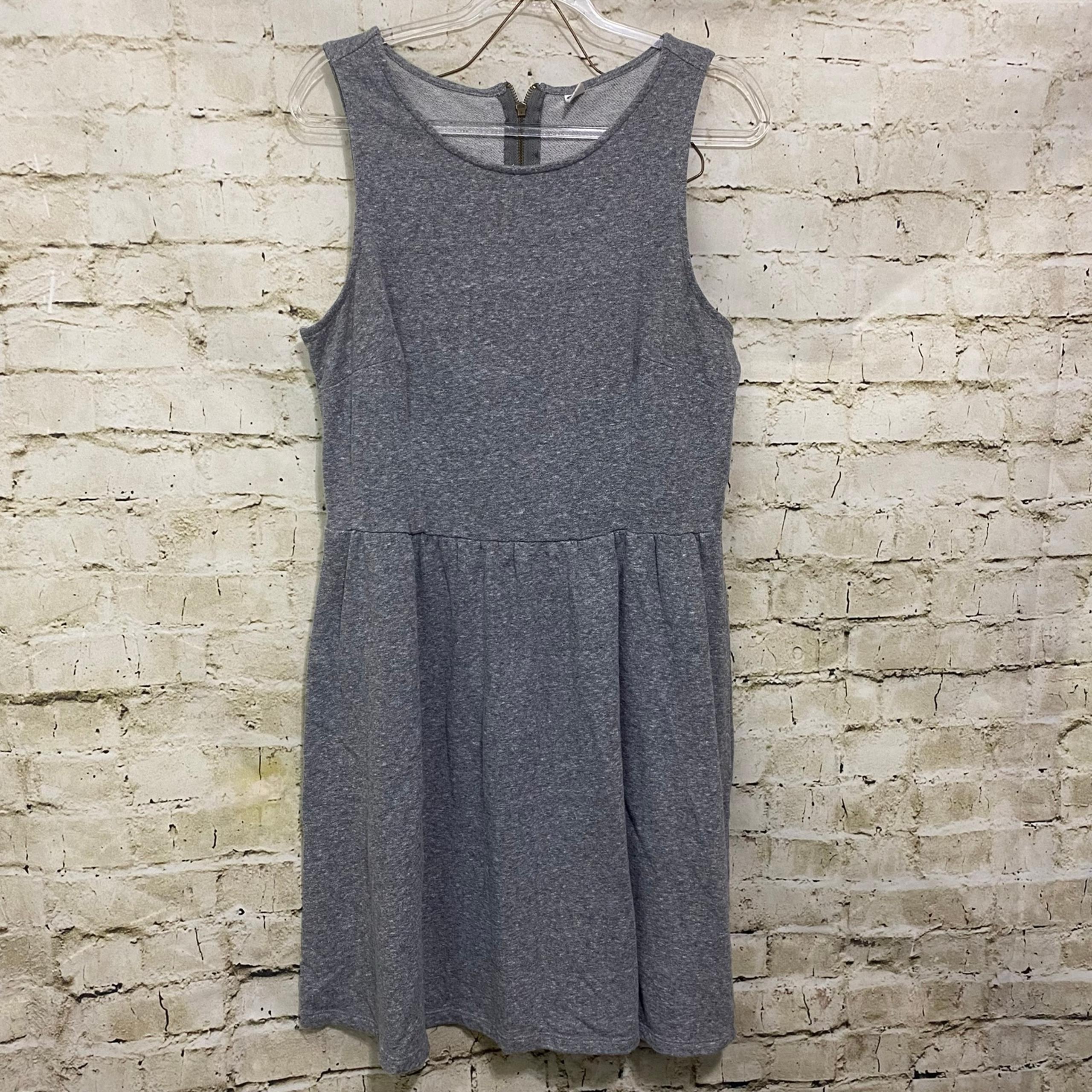 Old Navy Gray Fit Flare Dress Sleeveless Stretch Fleece Terry