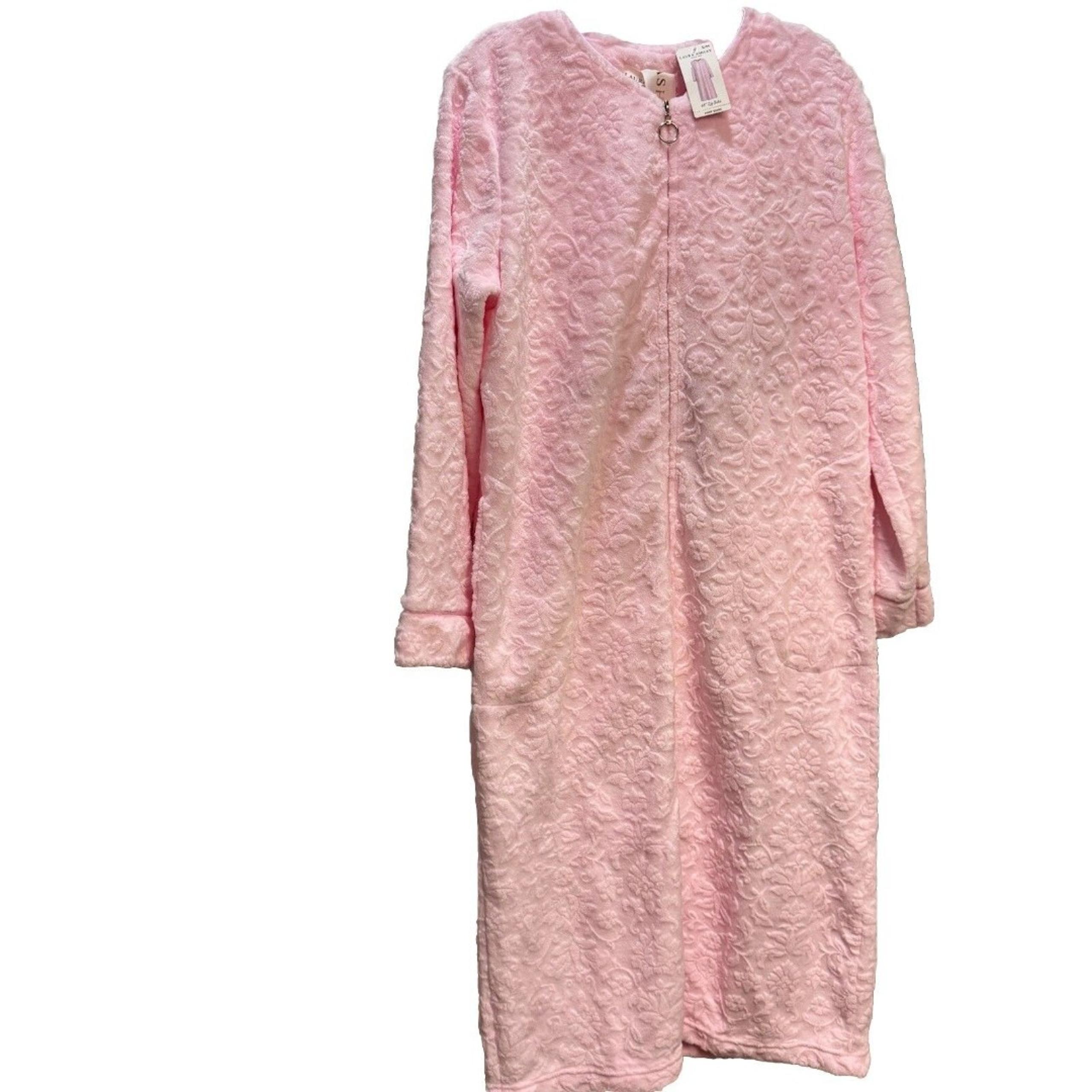 Laura Ashley Plush Robe House Coat Size S/M Pink Sleepwear Floral Damask #C