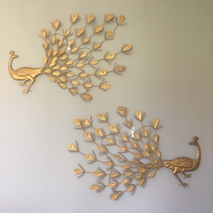 Pair(2) Mid Century Peacock Wall Hanging