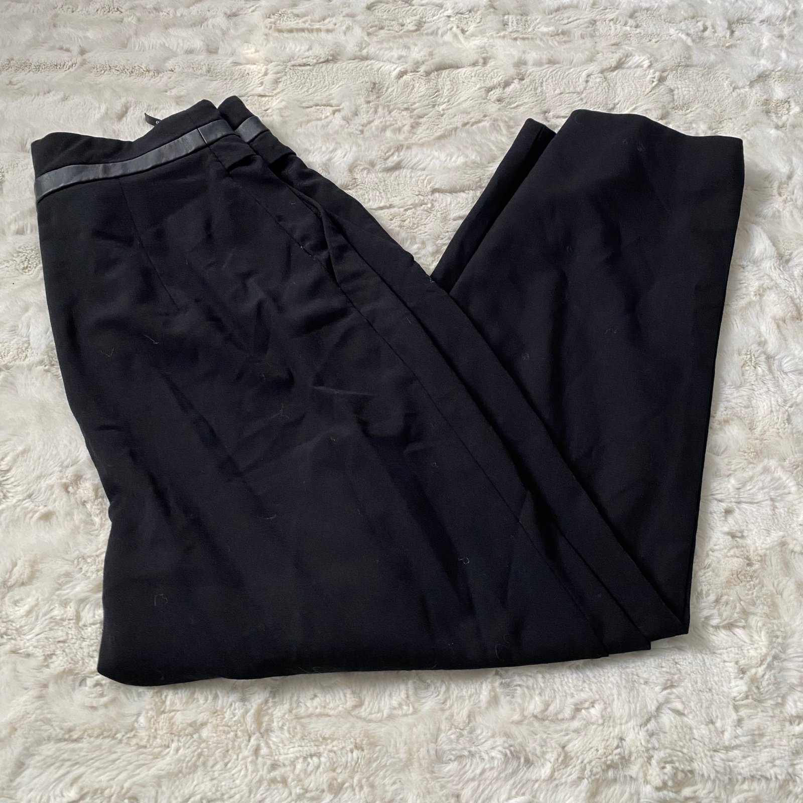 Karen Millen Women's Size 8 Black Wool Blend High Rise Tapered Trouser Pants