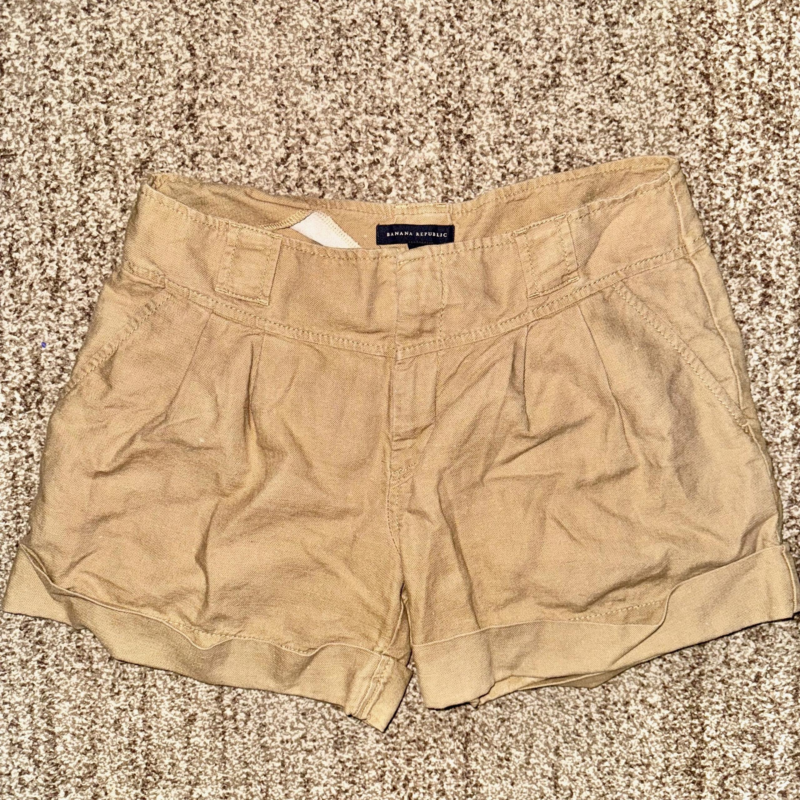 Banana Republic Women's Linen Blend Khaki Brown Summer Shorts Size 6