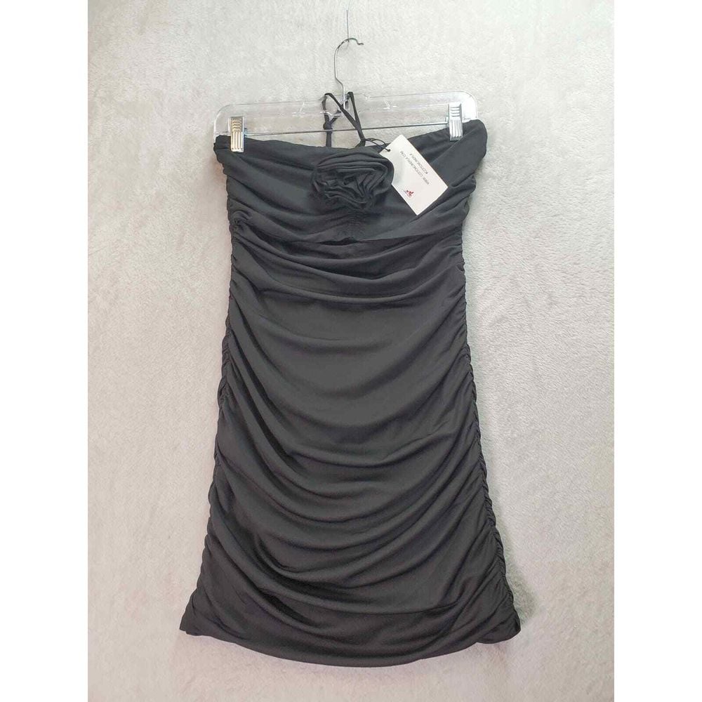 Cotton Candy La Dress Womens Medium Black Cutout Halter Neck Ruched Back Zipper
