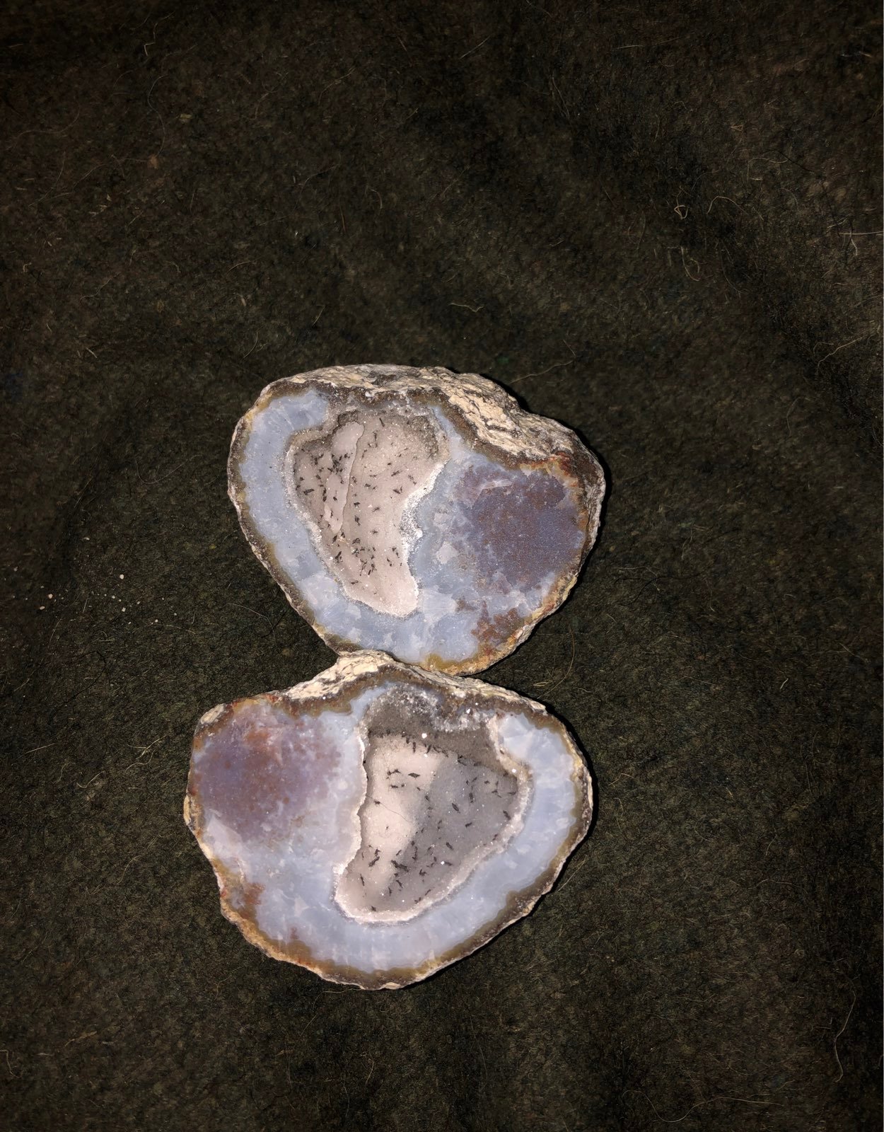 Rare crystal rock with black flakes