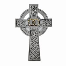 Vintage Knotted Celtic Cross Wedding Rings Cross Pewter Gold Tone Anniversary 8