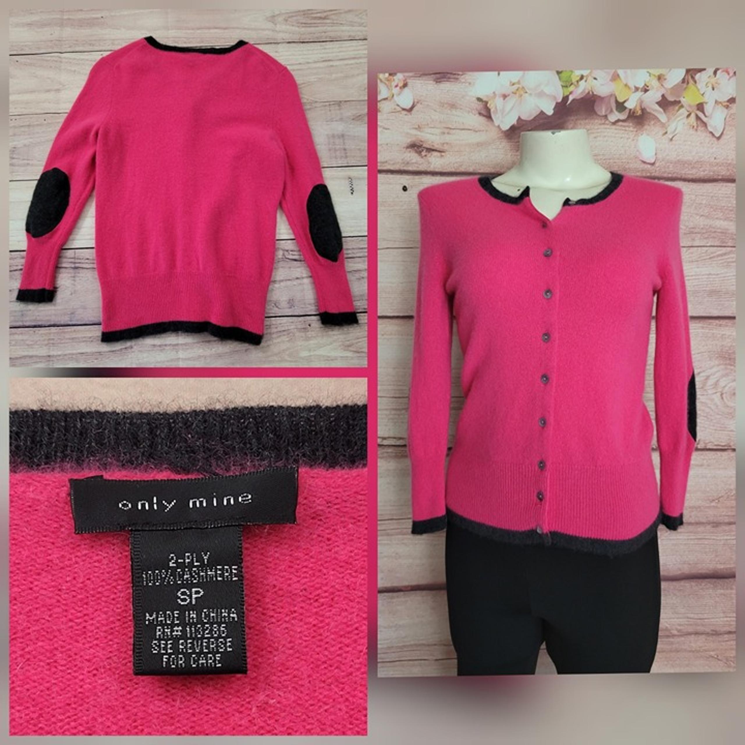 Only Me Women's Sophia Pink 100% Cashmere Cardigan Sweater Size SP