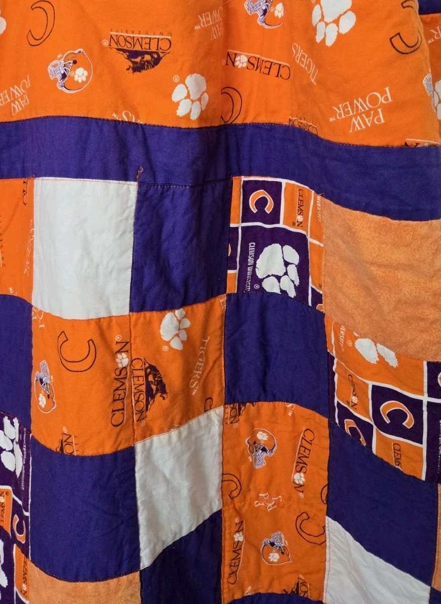 CLEMSON University Handmade Quilt Tigers Football Baseball College Sports
