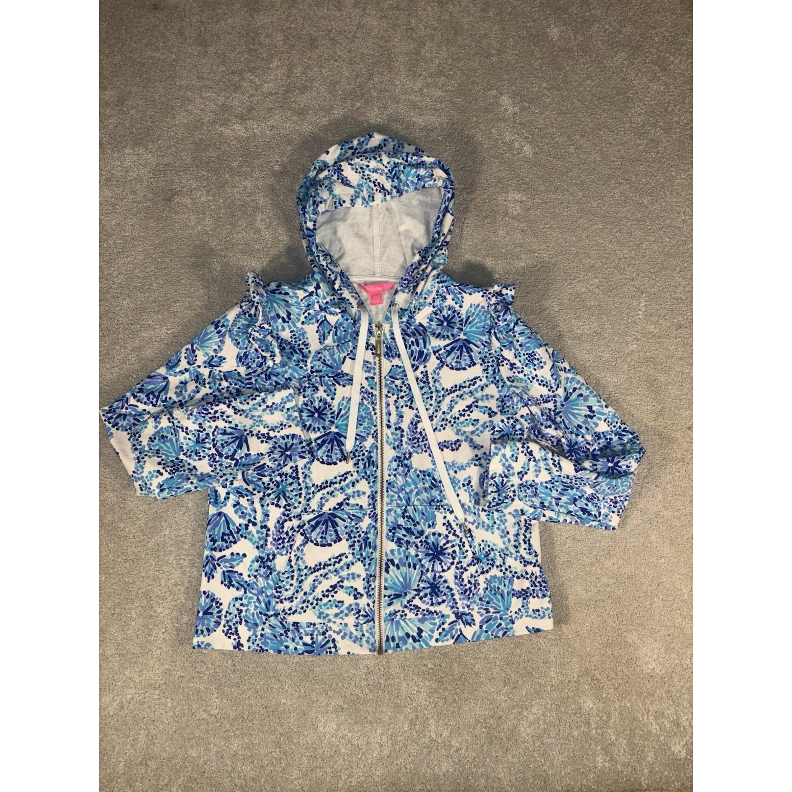 Lilly Pulitzer Size M Medium Audrey Zip Up Blue Hoodie Hooded Jacket
