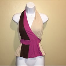 Bebe Color Block Halter Top Size XS