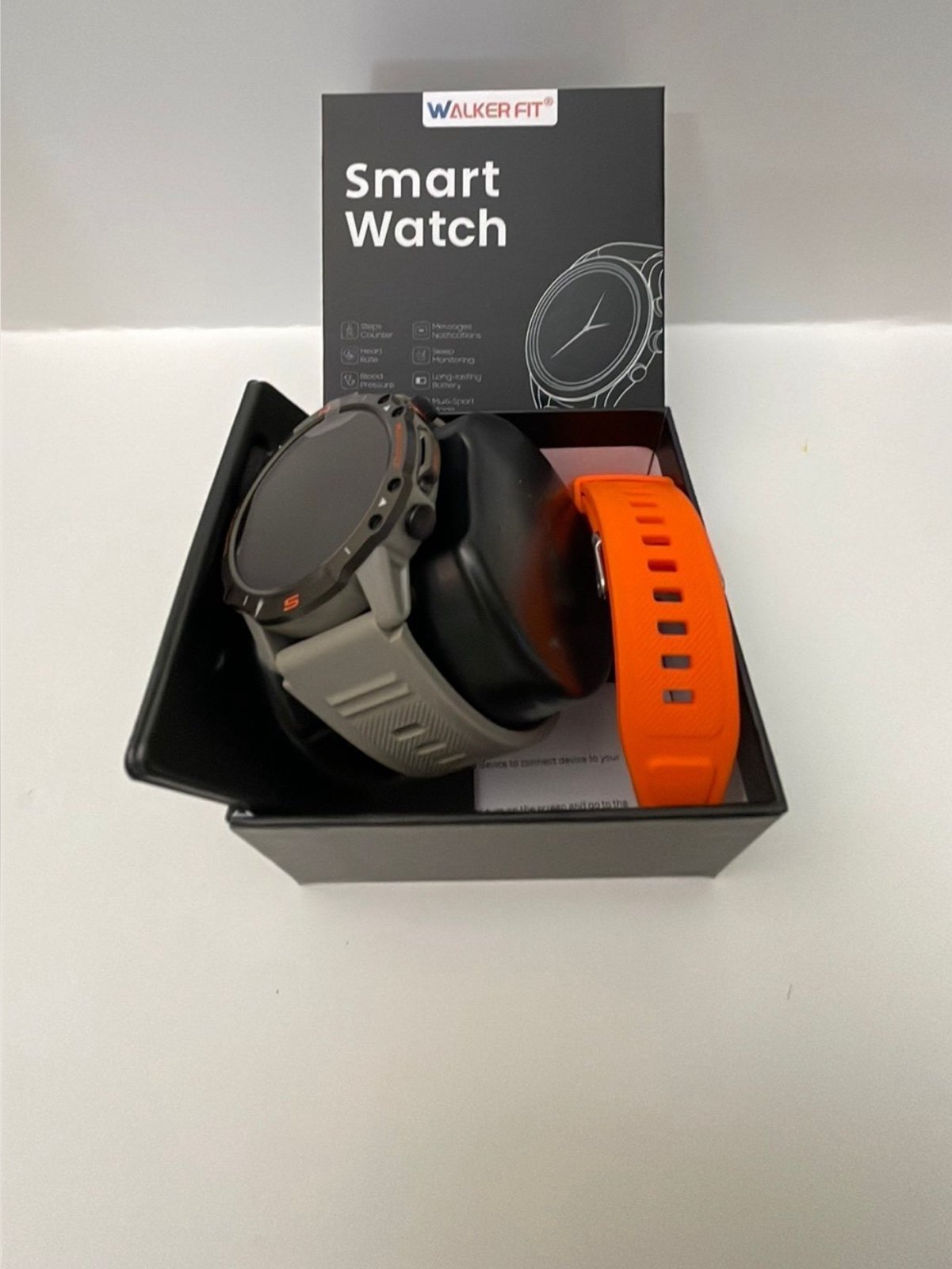 WalkerFit Smart Watch for Men- AMOLED Display, 60 Days Extra-Long Battery, Water