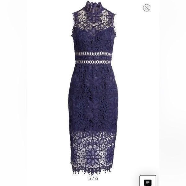 NWT Saylor Rue Blue Embroidered Lace Cocktail Dress| Size M