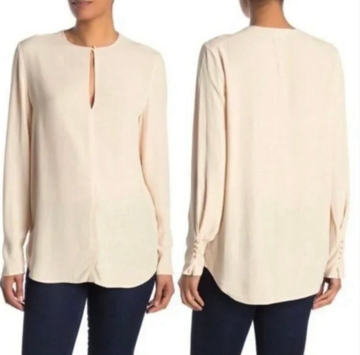 Equipment Femme Racquel Elegant Cream Visvose Women's Top Size Large