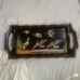 vintage bird design Glass Wood Decor Mexico 22”x 11”x 1 3/4”