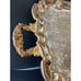 Vintage Gold Plate Butler Tray Relief Embossed Four Ornate Feet 23x13x2 Inches