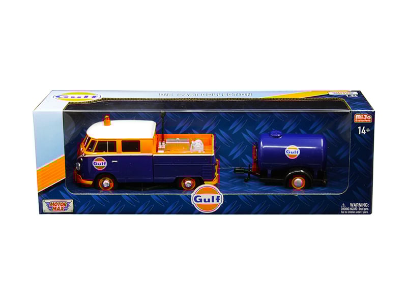 Volkswagen Service Pickup Truck with Plastic Oil Tank Gulf Oil 1/24 Diecast Mo