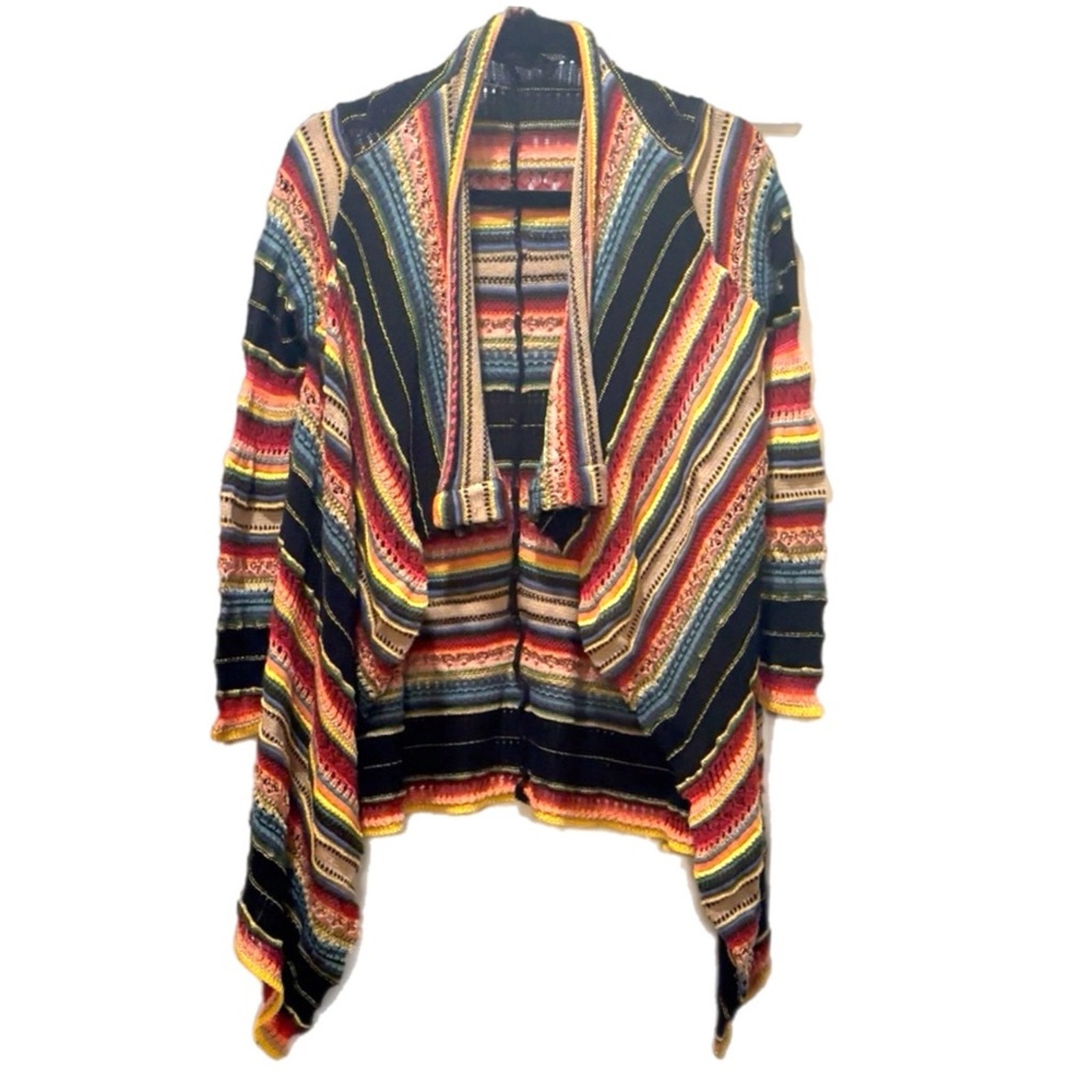 Polo Ralph Lauren Serape Cardigan Striped Linen Blend Draped Cardigan Size XS
