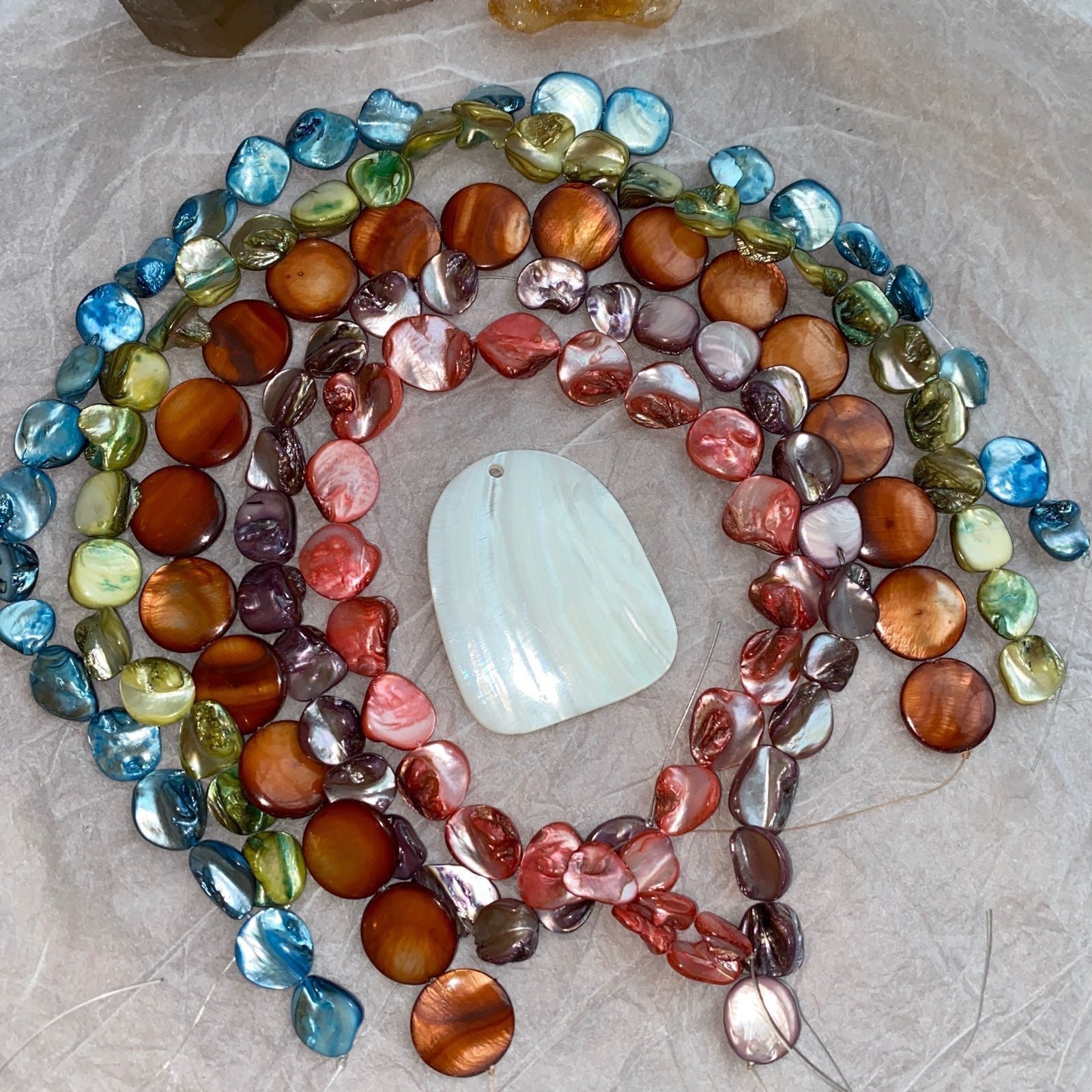 Lot of 5 Strands of Various Shell Beads
