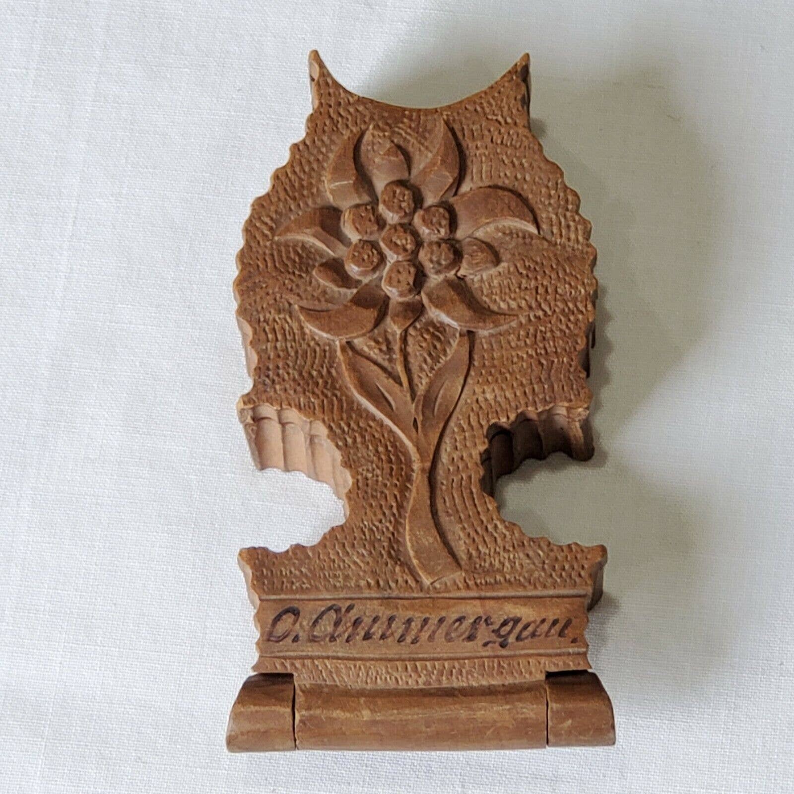 19th Century Oberammergau Germany Black Forest Carved Wood Pocket Watch Holder