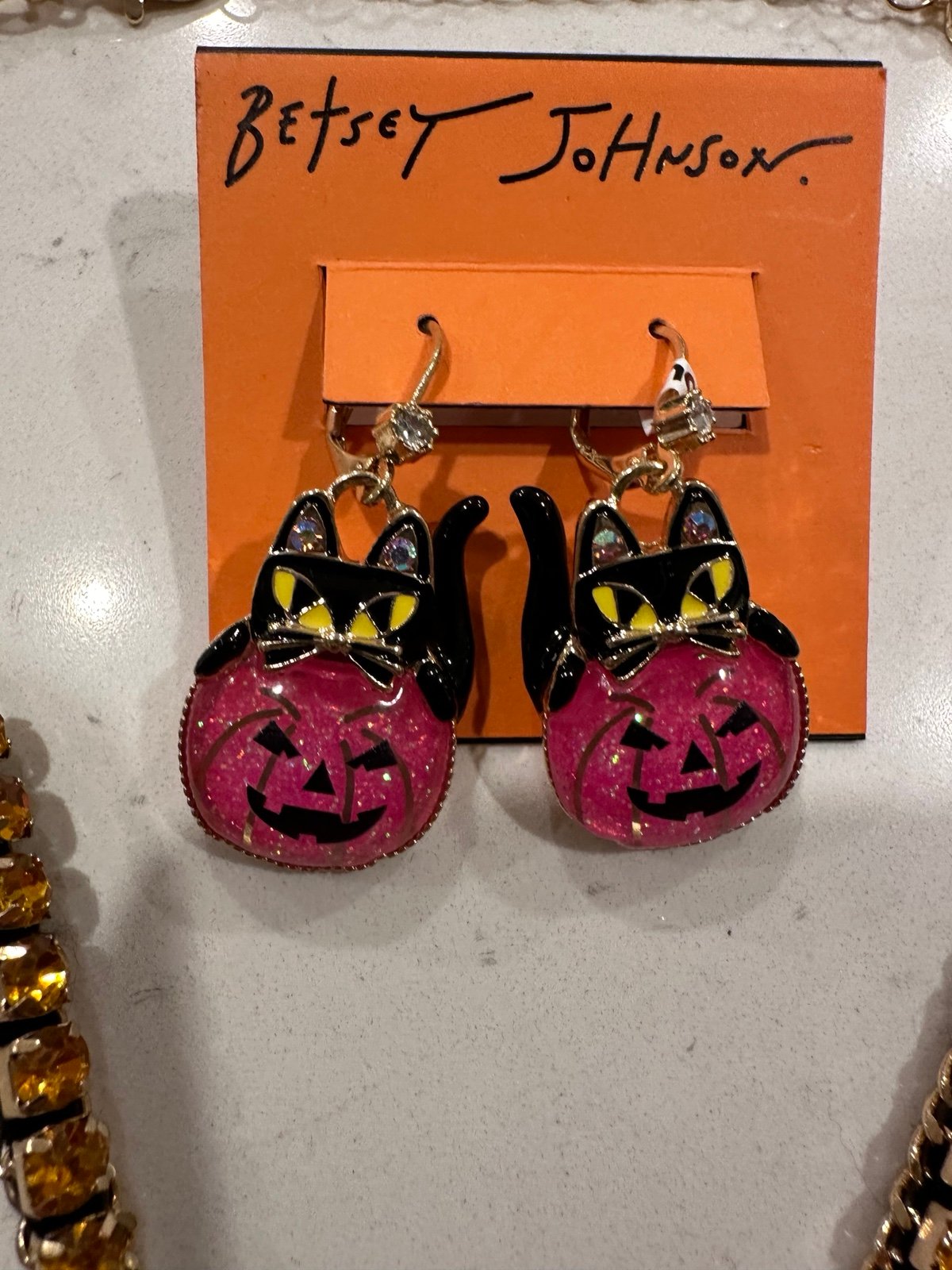 Betsey Johnson Halloween Chunky Gold Tone Necklace and Earrings