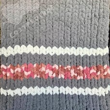 Handmade Knitted Pink and Grey Chunky Blanket