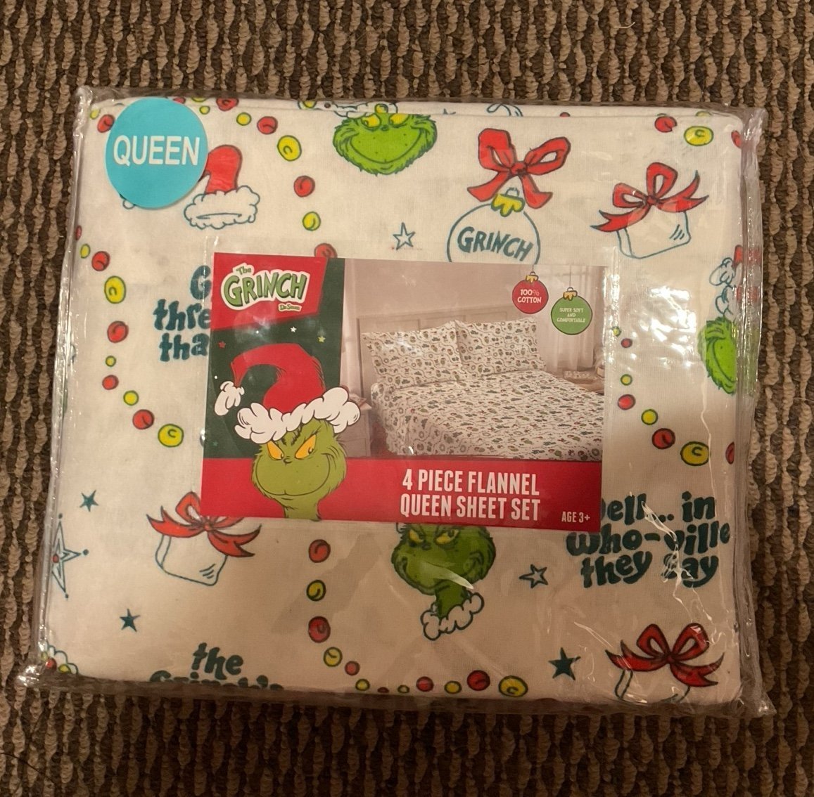 The Grinch 4 Piece Flannel Sheet Set