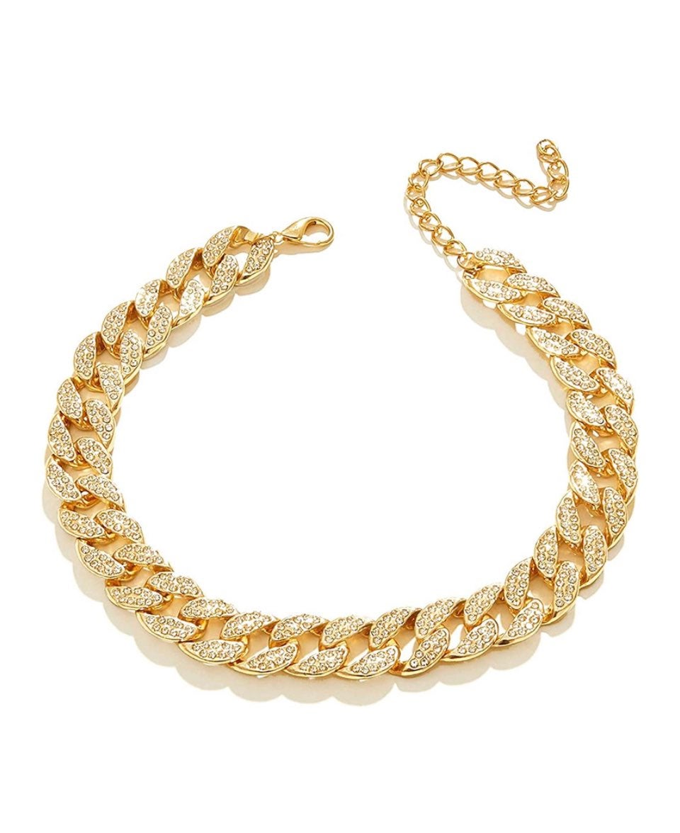 New 15mm Cuban Link Chain Necklace Bling Bling for Women