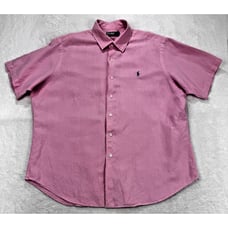 Polo Ralph Lauren VTG Silk/Linen Shirt Men XL Pink Blue Pony 90's Old Money